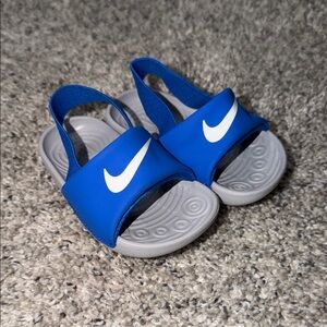 Nike Kids Royal Blue Slide Sandals with White Swoosh